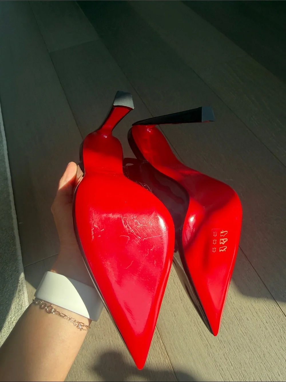 Christian Louboutin Black Patent Slingback Pumps with Red Sole